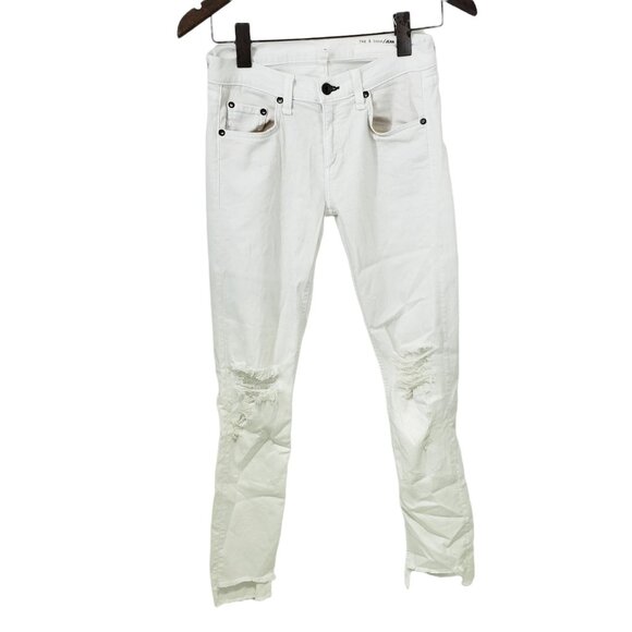 Rag & Bone White Jeans Ankle Dre Ripped Women's Size 25 - Picture 12 of 13